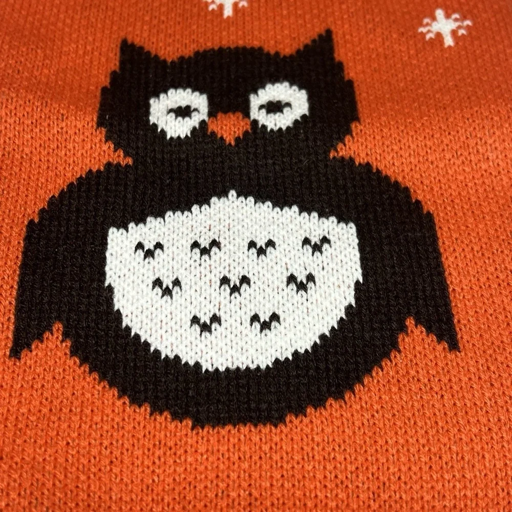 Medium Dog Sweater‎ Warm Orange Owl Pattern Outfit Vest Shirt Clean Fall